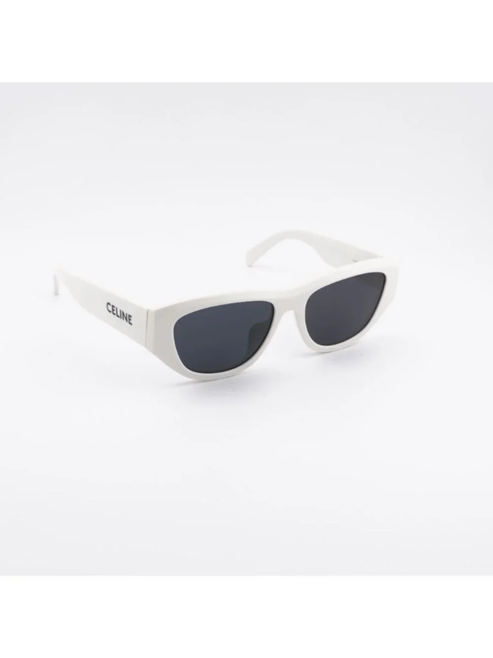 Celine CL40278U MONOCHROMS 25A Sunglasses Ivory Cat Eye Frame, Smoke Lenses